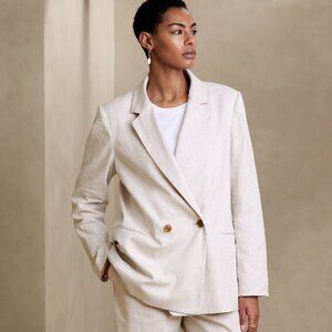 Banana Republic Women’s Linen Blend Double Breasted Blazer - Size 18